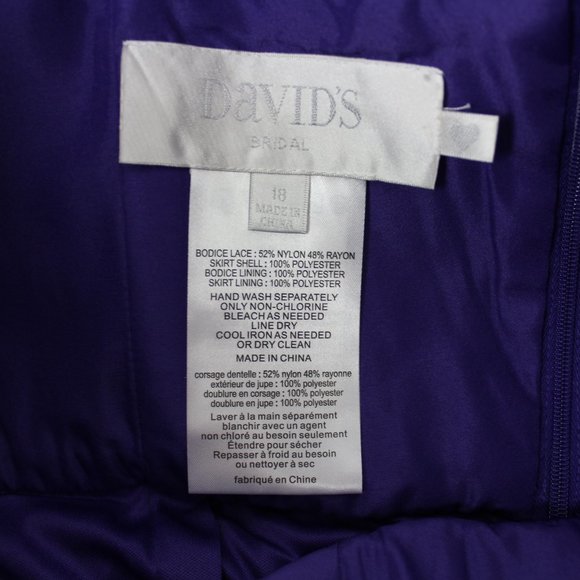 David's Bridal Long One Shoulder Lace Dress sz 18 Regency Purple elegant classy - Picture 8 of 12